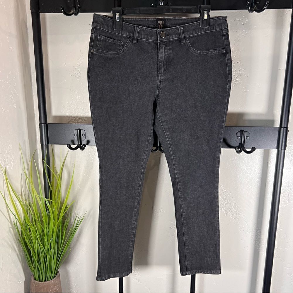 Gili vintage black denim jeans skinny cropped mid rise stretch size 12P